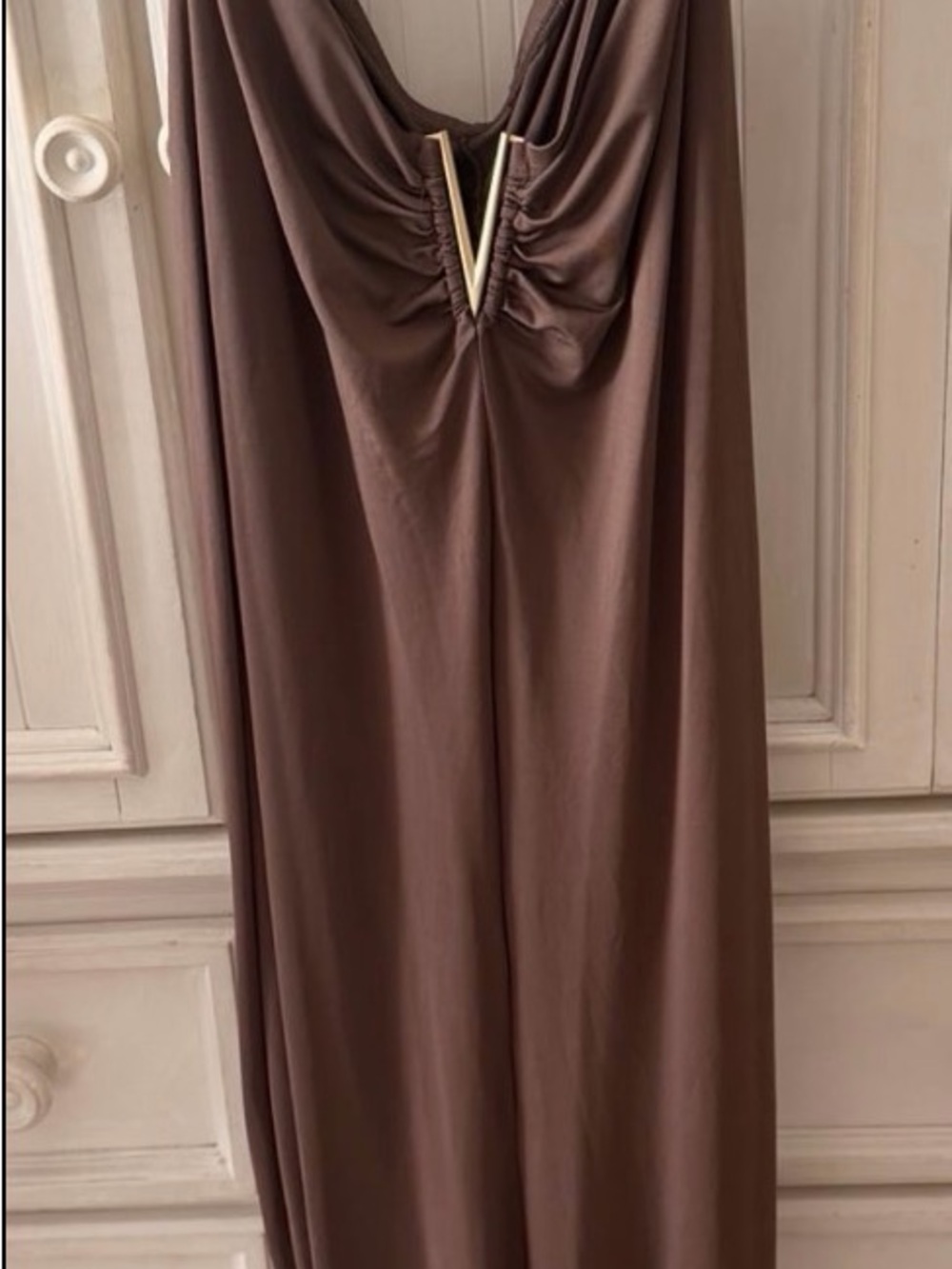 SHEIN Brown Maxi Skirt with V-Front Drape